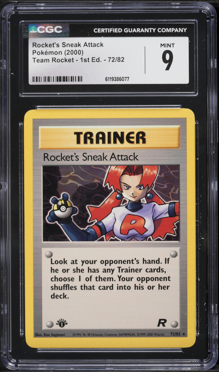 2000 Pokemon Team Rocket 1st Edition Rocket's Sneak Attack #72 CGC 9 MINT