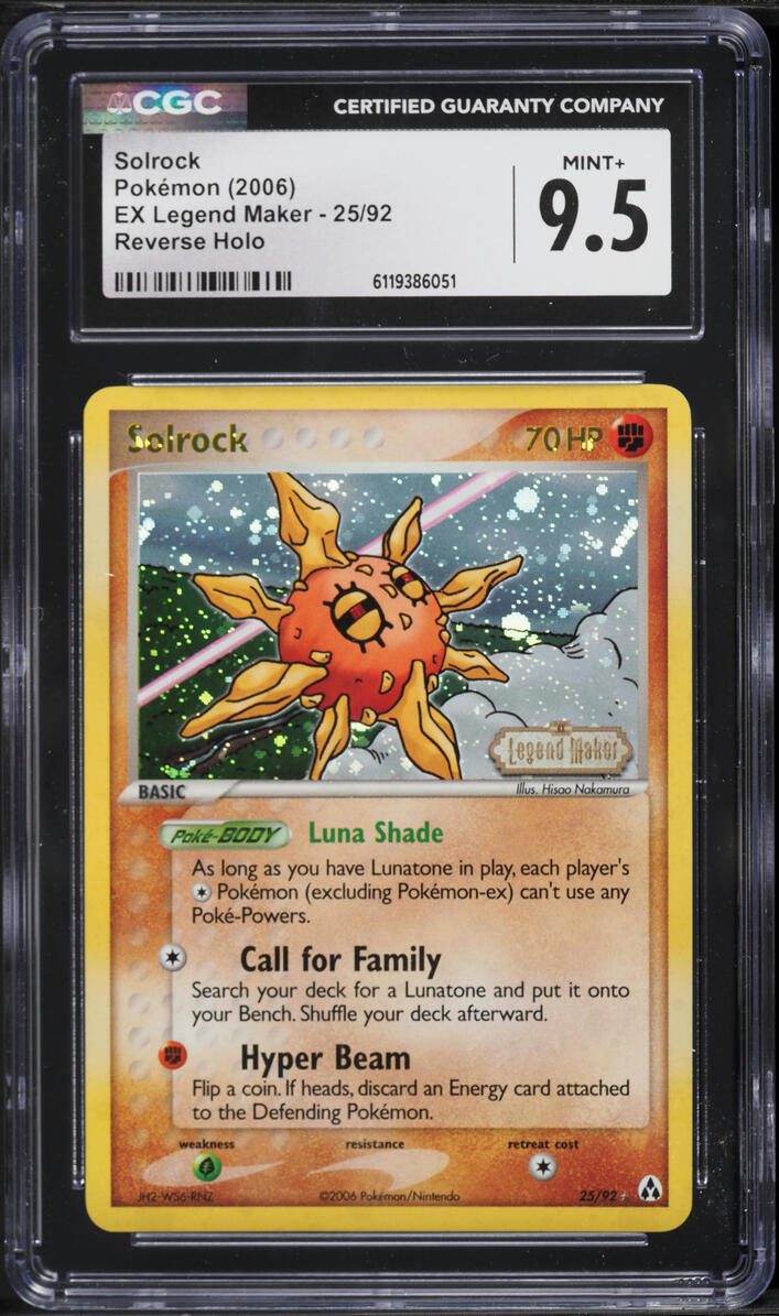 2006 Pokemon EX Legend Maker Reverse Holo Solrock #25 CGC 9.5 MINT+