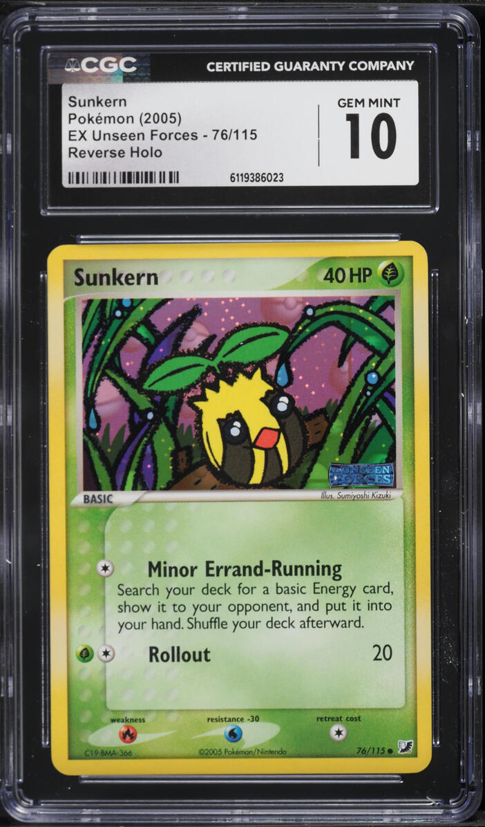 2005 Pokemon EX Unseen Forces Reverse Holo Sunkern #76 CGC 10 GEM MINT