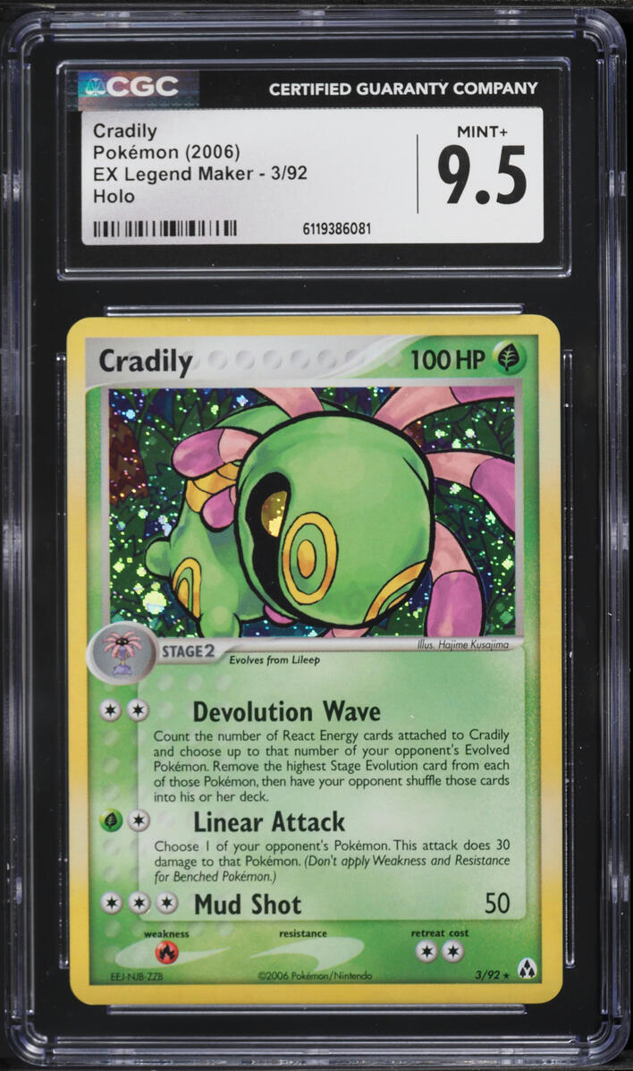 2006 Pokemon EX Legend Maker Holo Cradily #3 CGC 9.5 MINT+