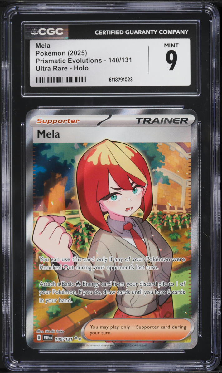 2025 Pokemon Scarlet & Violet Prismatic Evolutions Full Art Mela #140 CGC 9 MINT