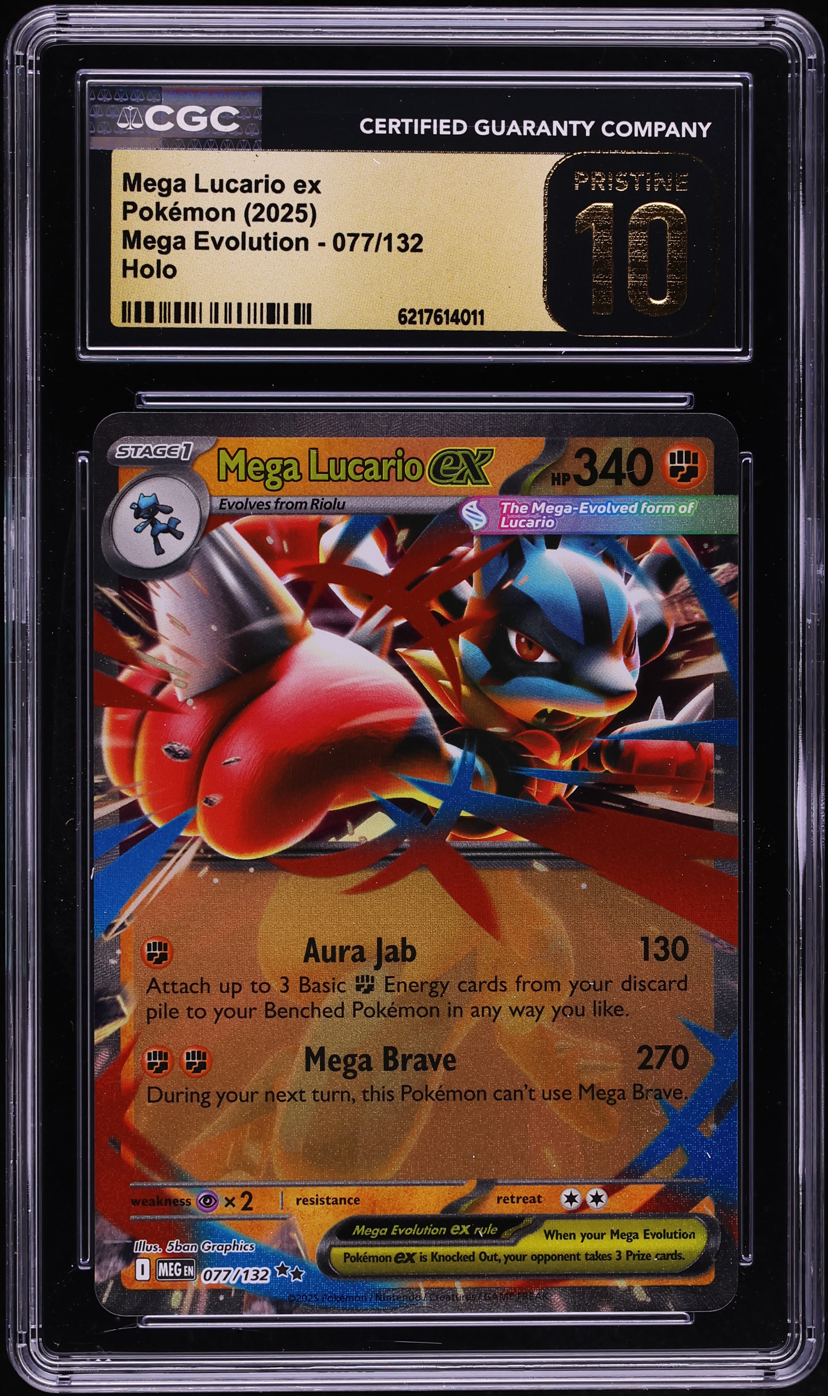 2025 Pokemon Mega Evolution Holo Mega Lucario Ex #77 CGC 10 PRISTINE