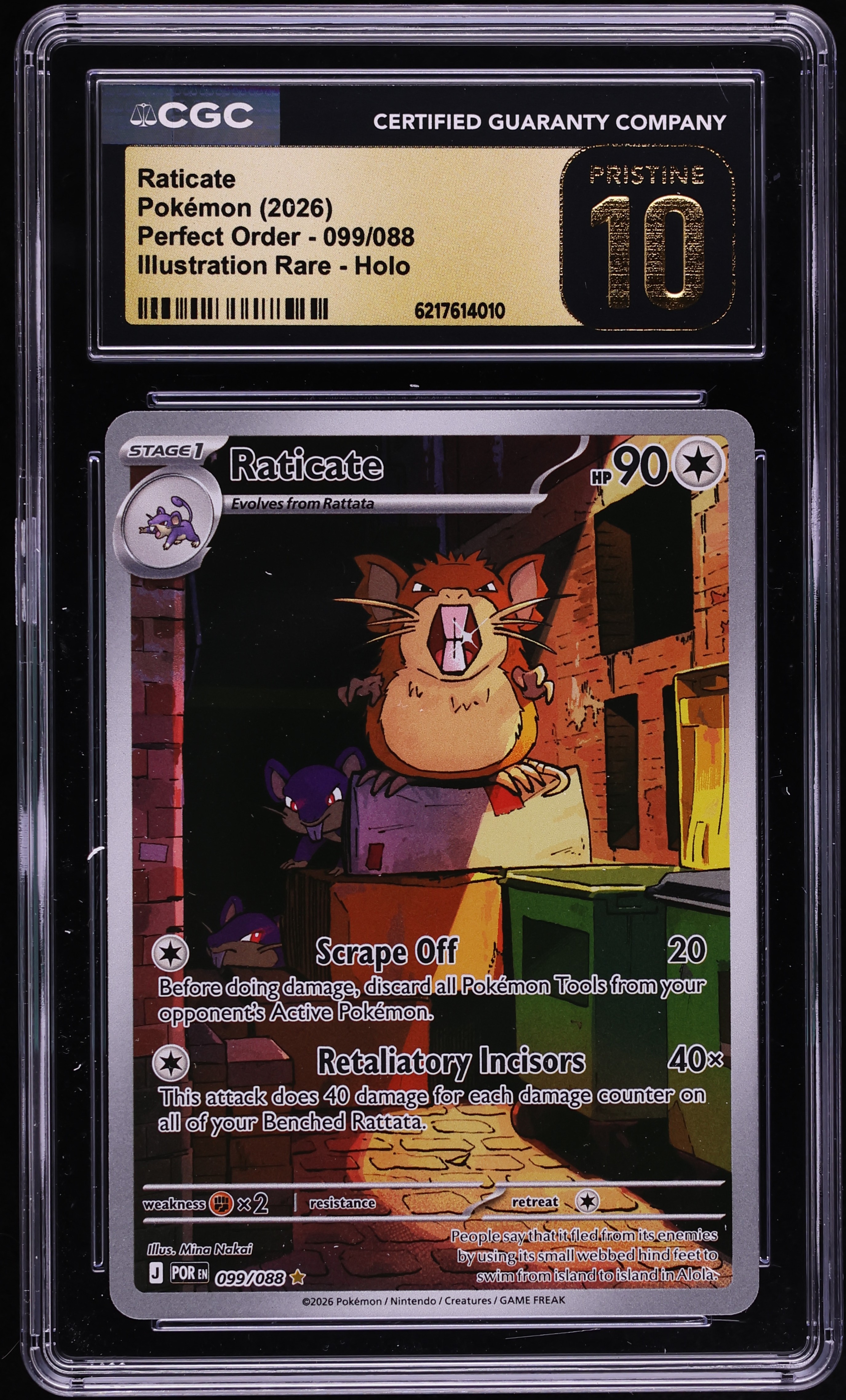 2026 Pokemon Mega Evolution Perfect Order IR Raticate #99 CGC 10 PRISTINE