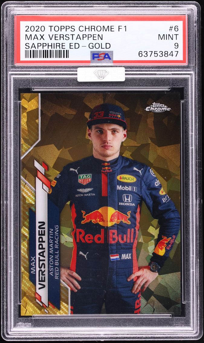 2020 Topps Chrome Formula 1 F1 Sapphire Gold Max Verstappen /50 #6 MBA PSA 9 MINT