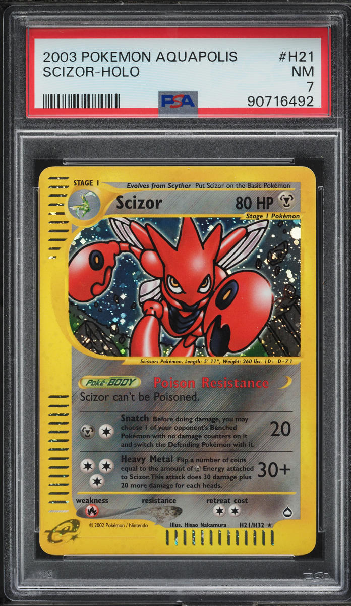 2003 Pokemon Aquapolis Holo Scizor #H21 PSA 7 NRMT
