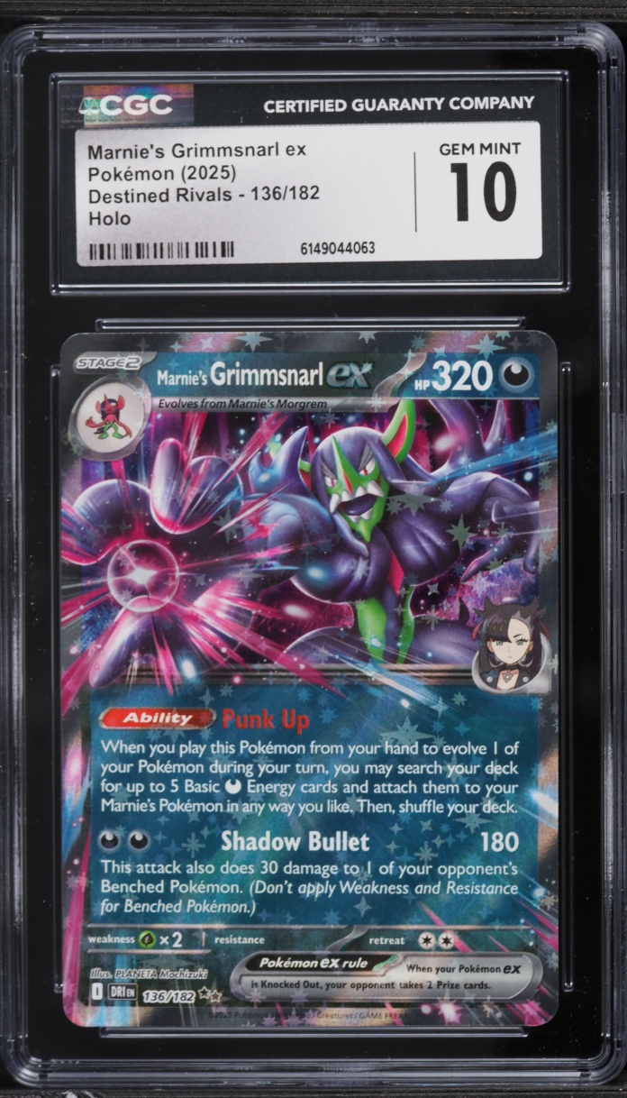 2025 Pokemon Scarlet & Violet Destined Rivals Holo Marnie's Grimmsnarl Ex #136 CGC 10 GEM MINT