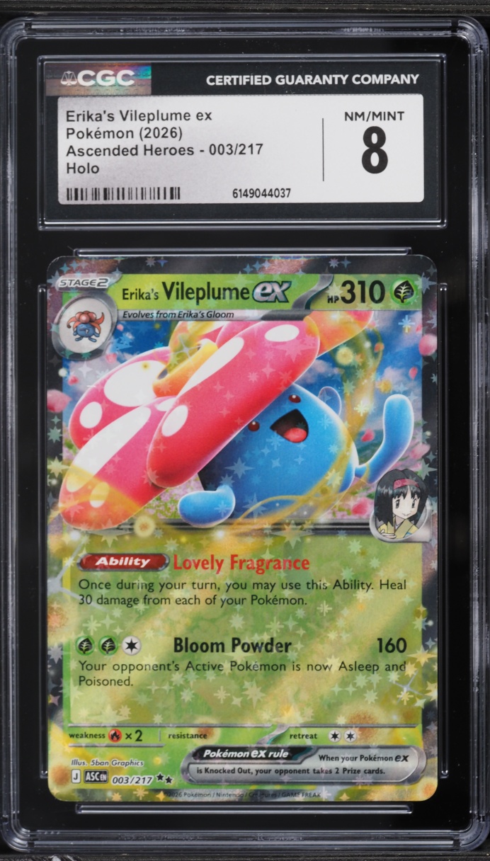 2026 Pokemon Mega Evolution Ascended Heroes Holo Erika's Vileplume ex #003 CGC 8 NM-MT