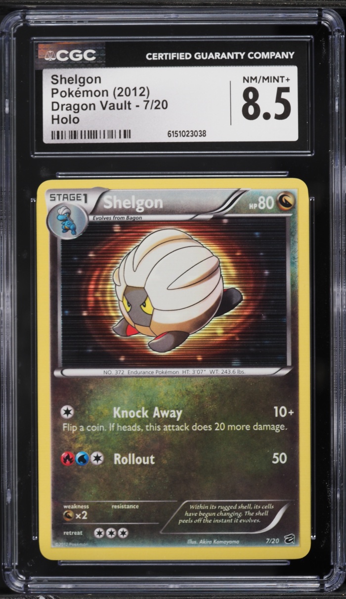 2012 Pokemon Black & White Dragon Vault Holo Shelgon #7 CGC 8.5 NM-MT+