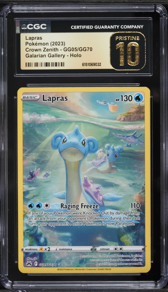 2023 Pokemon Sword & Shield Crown Zenith Galarian Alt Art Lapras #GG05 CGC 10 PRISTINE