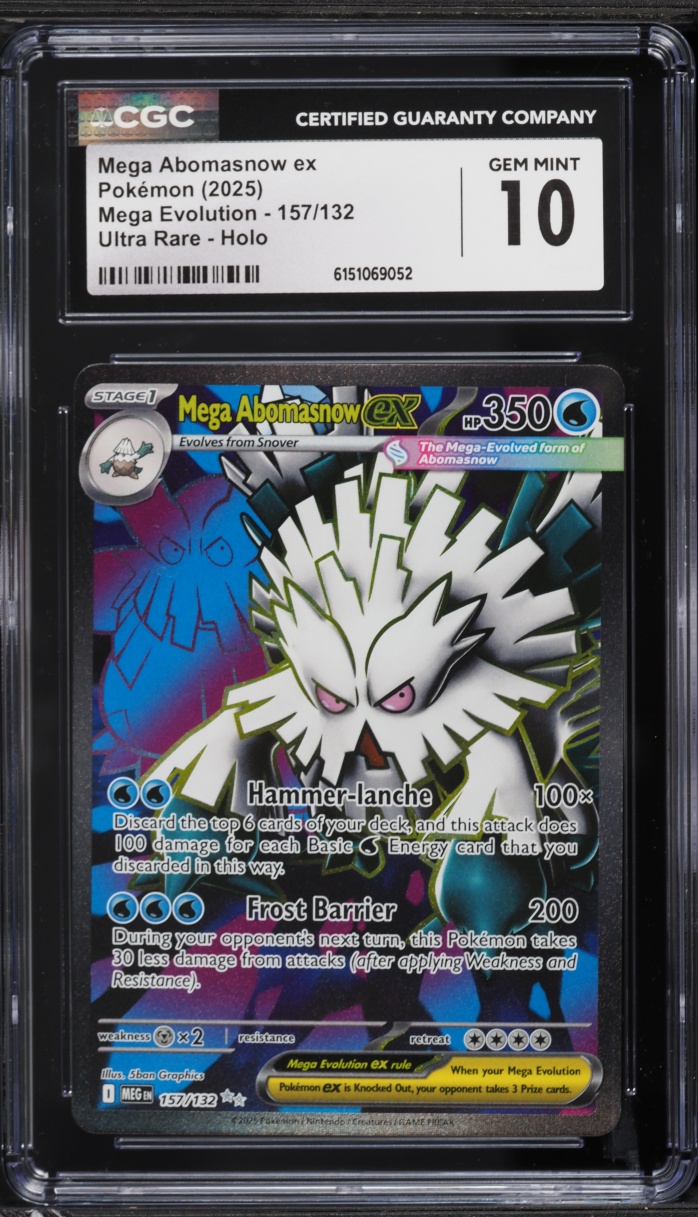 2025 Pokemon Mega Evolution Full Art Mega Abomasnow ex #157 CGC 10 GEM MINT