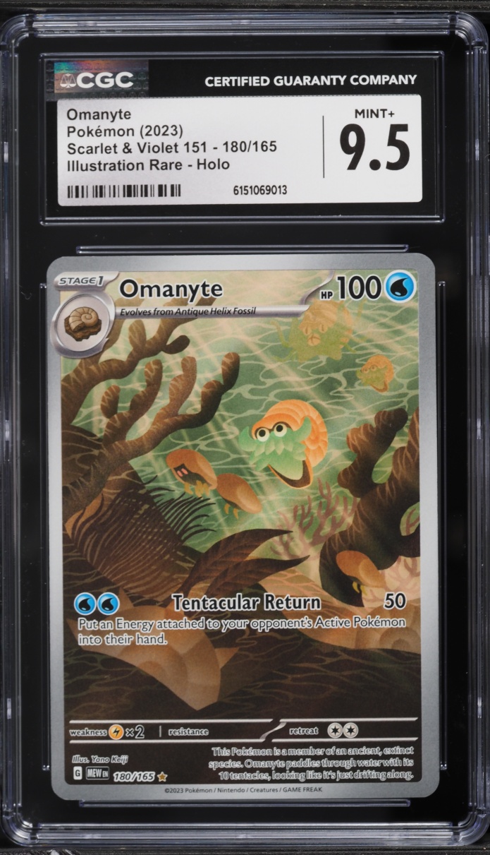 2023 Pokemon Scarlet & Violet 151 IR Omanyte #180 CGC 9.5 MINT+