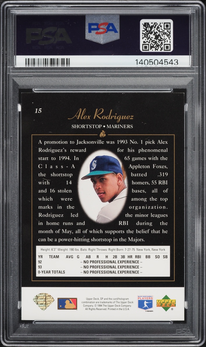 1994 SP Foil Alex Rodriguez ROOKIE #15 PSA 8 NM-MT