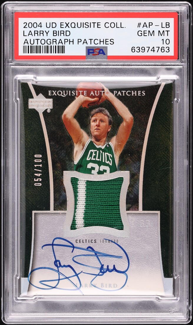 2004 Exquisite Collection Larry Bird PATCH AUTO /100 #AP-LB PSA 10 GEM MINT - Photo 1