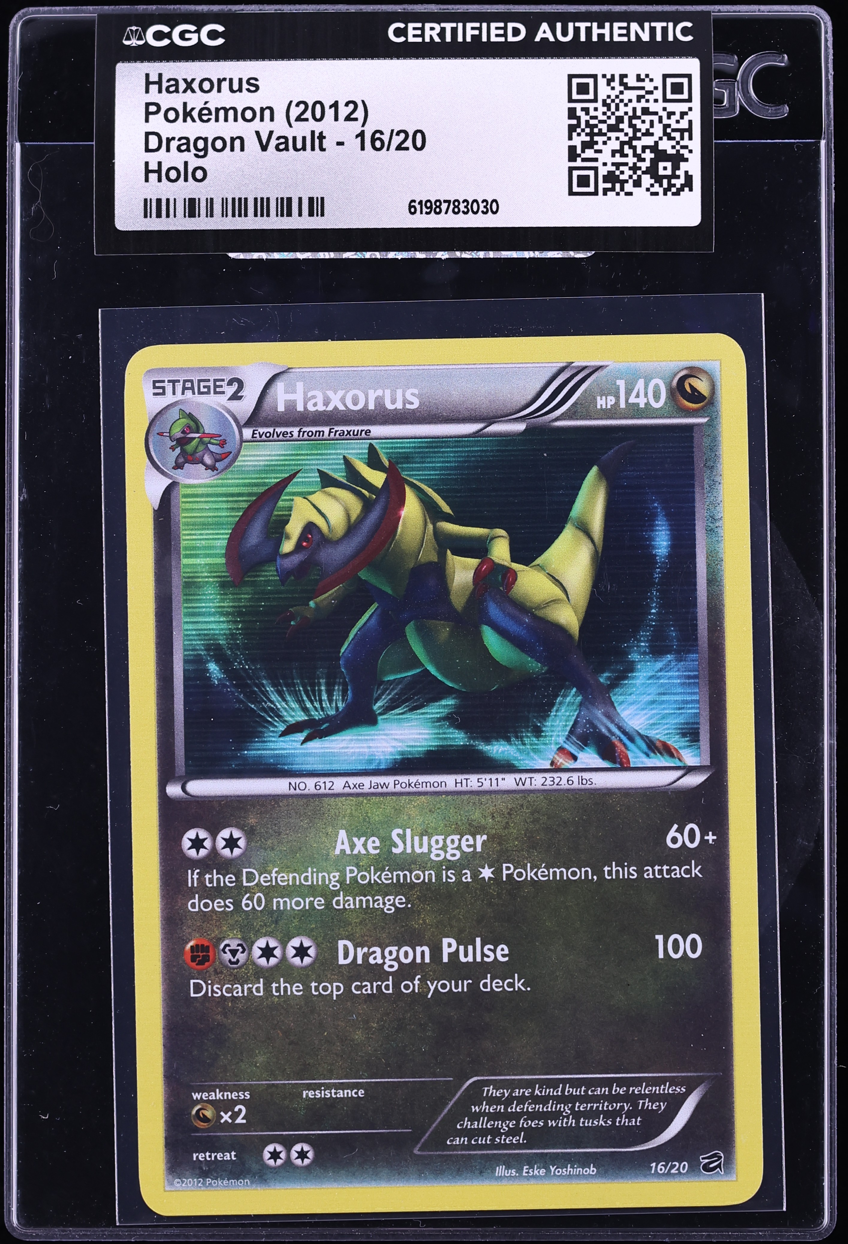 2012 Pokemon Black & White Dragon Vault Holo Haxorus #16 CGC AUTH