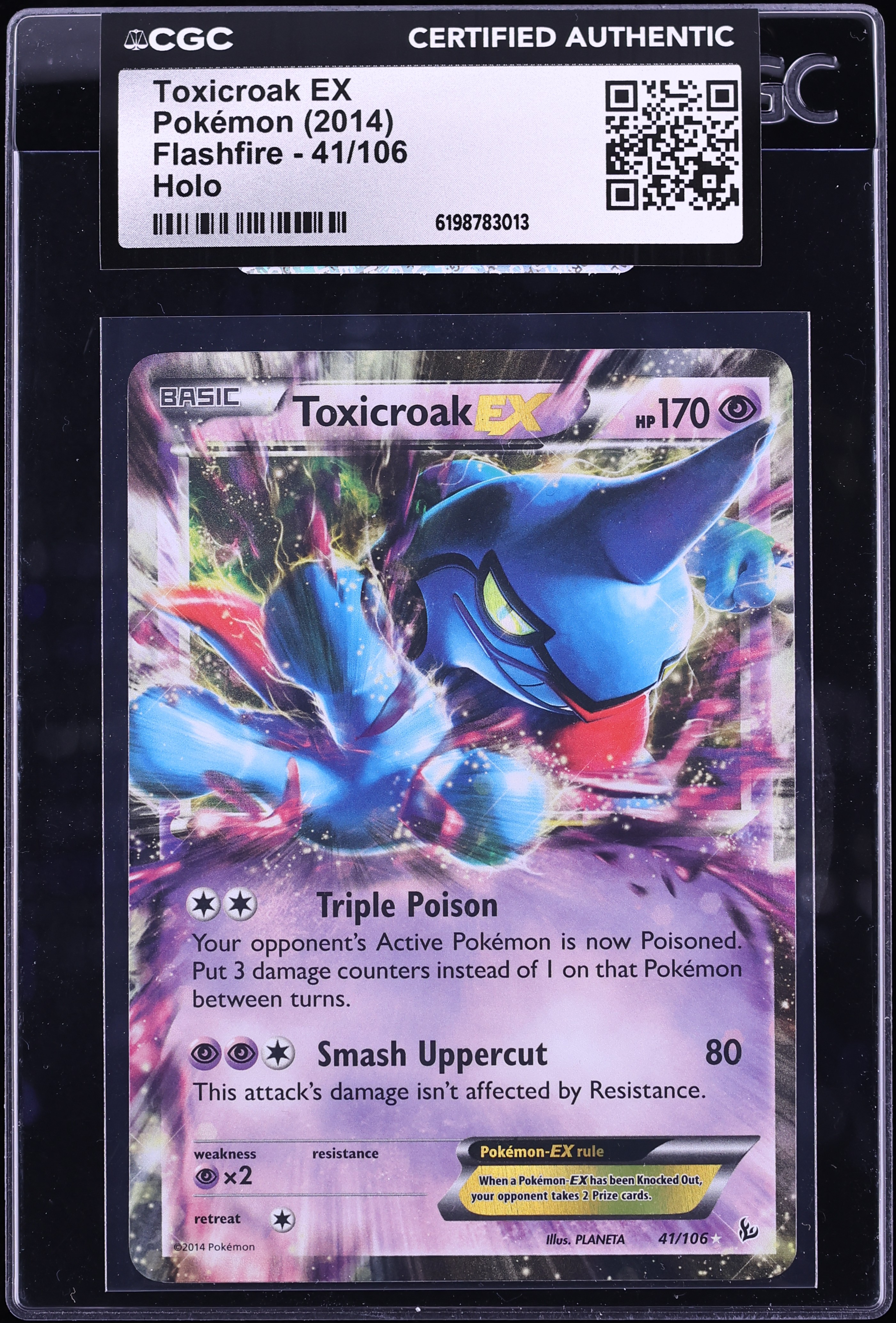 2014 Pokemon XY Flashfire Holo Toxicroak EX #41 CGC AUTH