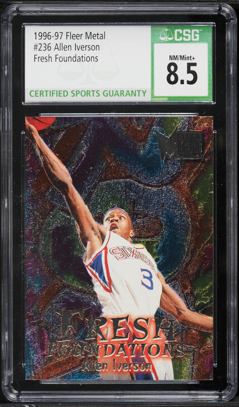 その他 NBA topps 96 97  #171 allen iverson+1sc 1996-97 Allen Iverson Topps Rookie Card #171 BGS 8.5 NM-MT+ | eBay