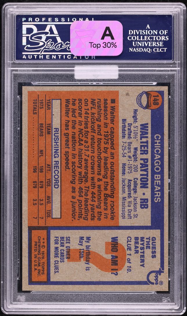 1976 Topps Football Walter Payton ROOKIE RC #148 MBA PSA 10 GEM MINT (PWCC-A)