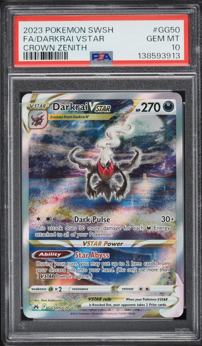 2023 Pokemon Sword & Shield Crown Zenith Full Art Darkrai VSTAR #GG50 PSA 10 GEM MINT