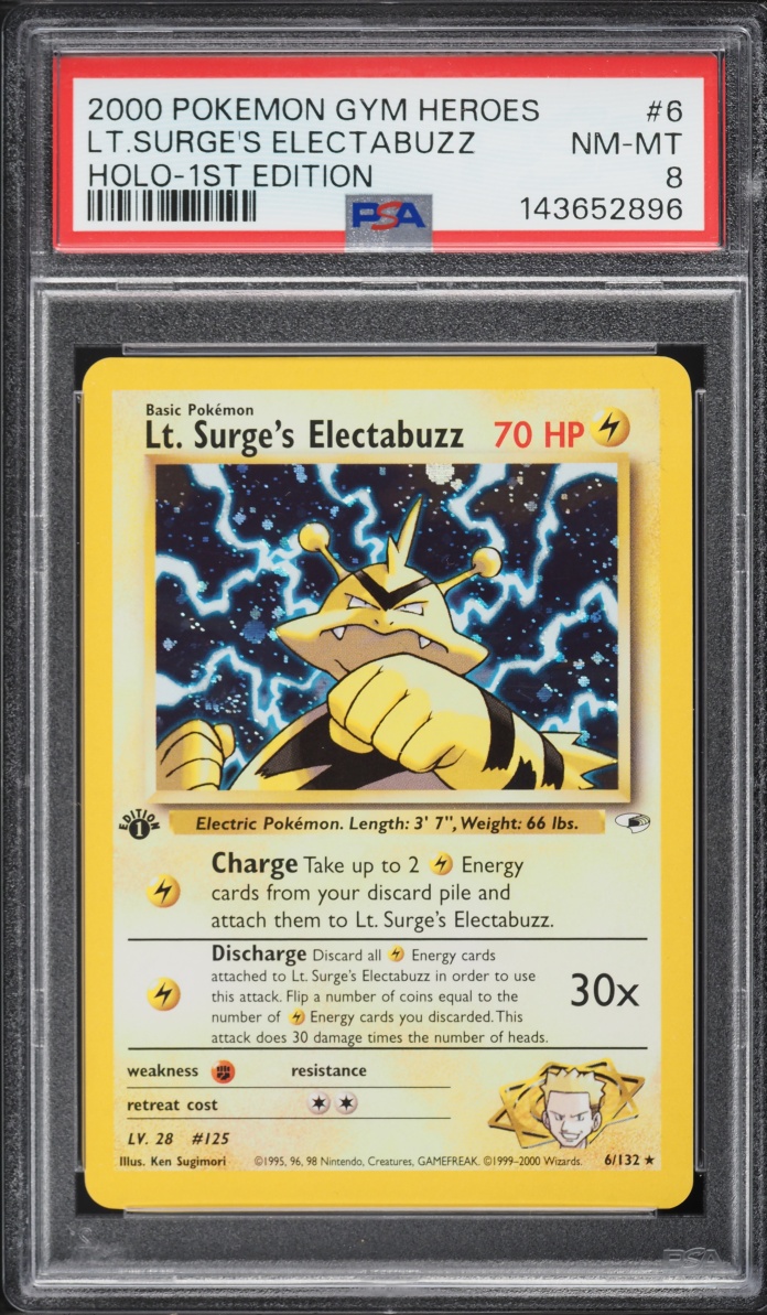 2000 Pokemon Gym Heroes 1st Edition Holo Lt. Surge's Electabuzz #6 PSA 8 NM-MT