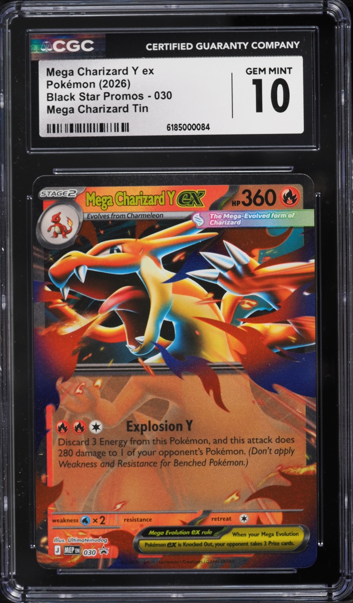 2026 #30 Mega Charizard Y Ex CGC 10 Pokemon Mega Evolution Black Star Promo Tin