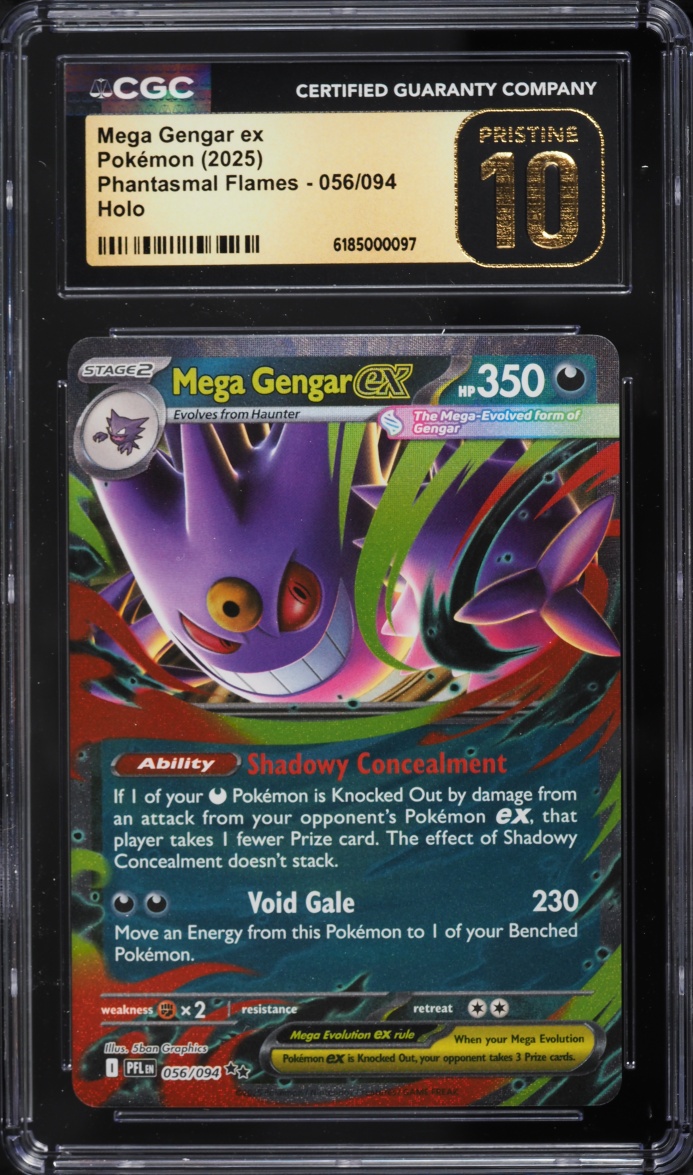 2025 #56 Mega Gengar Ex CGC 10 Pokemon Mega Evolution Phantasmal Flames Holo