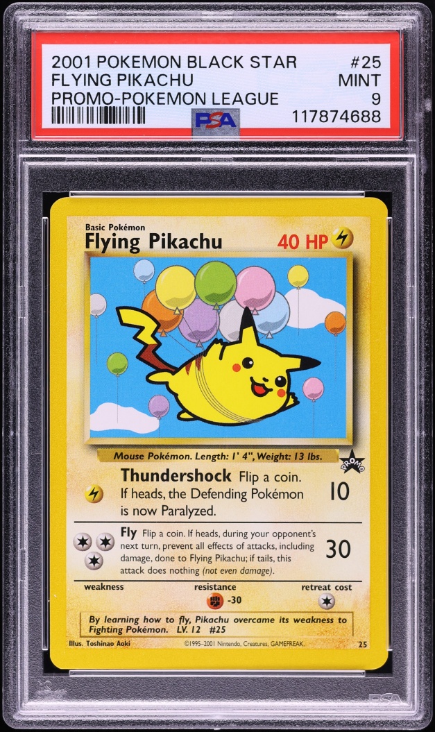 2001 Pokemon League Black Star Promo Flying Pikachu #25 PSA 9 MINT