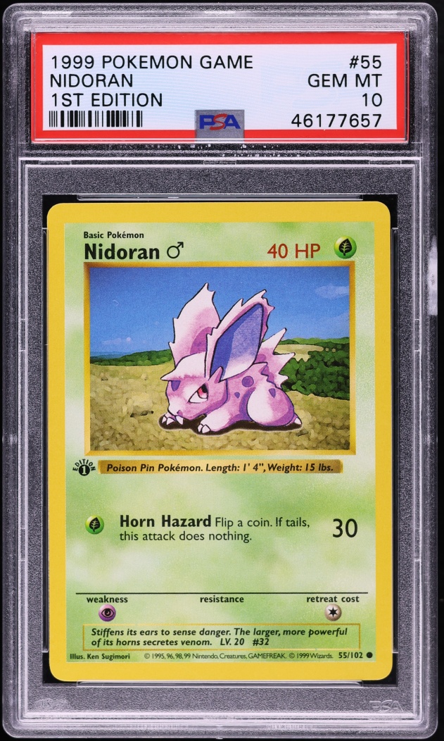 1999 Pokemon Base Set Shadowless 1st Edition Nidoran #55 PSA 10 GEM MINT