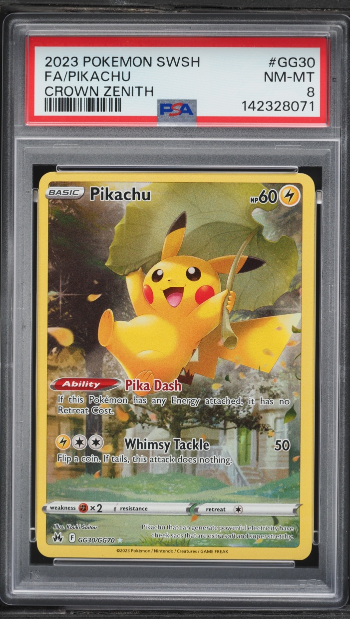 2023 Pokemon Sword & Shield Crown Zenith Full Art Pikachu #GG30 PSA 8 NM-MT