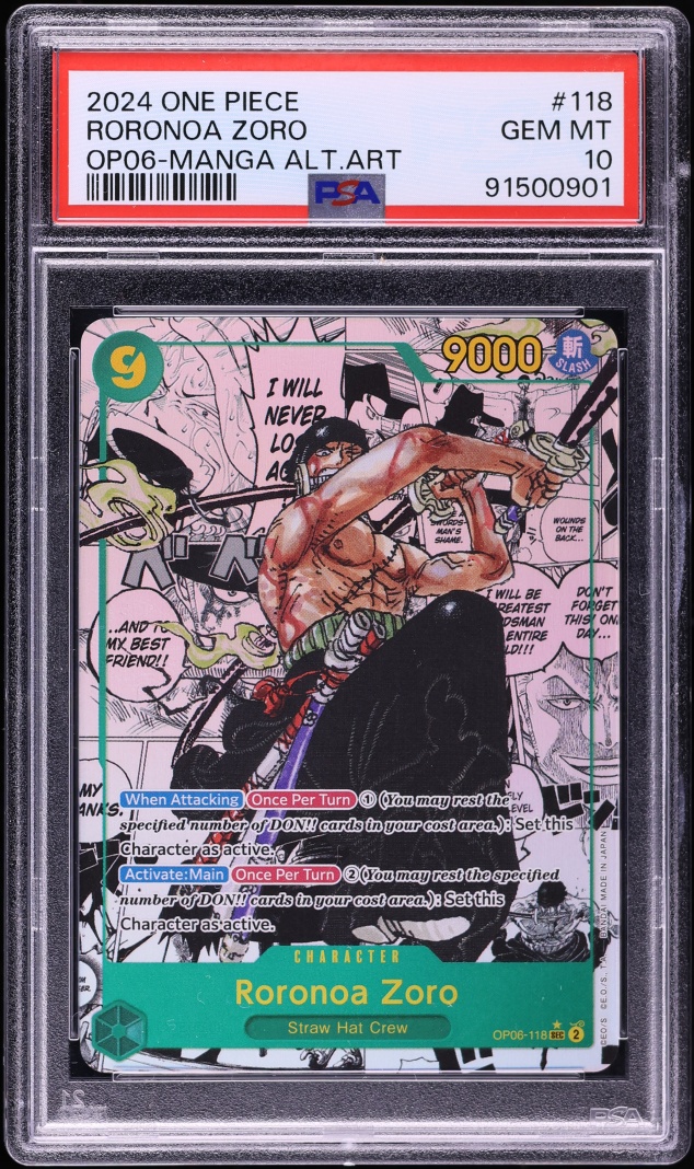 2024 One Piece Wings Of The Captain SEC Manga Alt Art Roronoa Zoro #OP06-118 PSA 10 GEM MINT