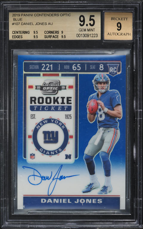 2019 National Treasures Platinum Daniel Jones ROOKIE NFL SHIELD