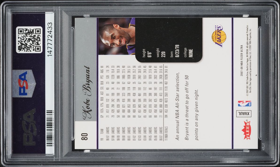 2007 Ultra Basketball Kobe Bryant #80 PSA 10 GEM MINT