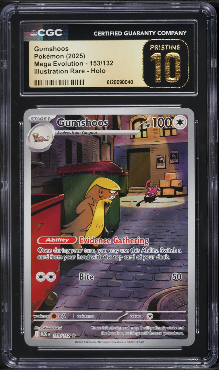 2025 Pokemon Mega Evolution Ir Gumshoos #153 CGC 10 Pristine