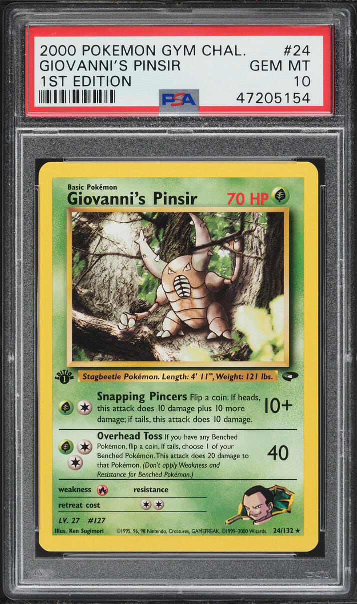 2000 Pokemon Gym Challenge 1st Edition Giovanni's Pinsir #24 PSA 10 GEM MINT