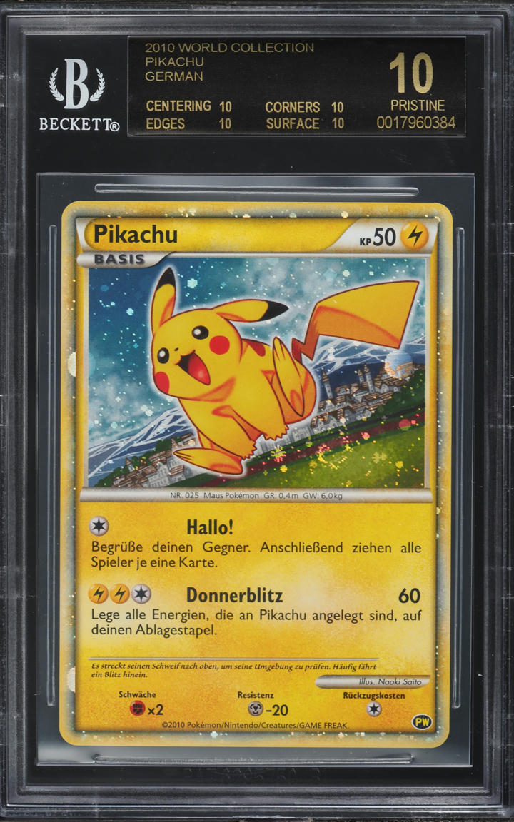 2010 Pokemon German World Collection Holo Pikachu BGS 10 PRISTINE, BLACK LABEL