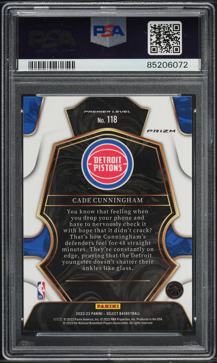 2022 Select Premier Level Red Cracked Ice Cade Cunningham #118 PSA 9 MINT