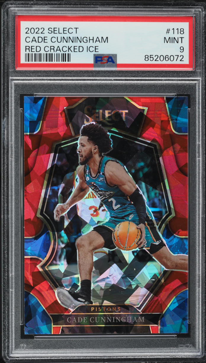 2022 Select Premier Level Red Cracked Ice Cade Cunningham #118 PSA 9 MINT