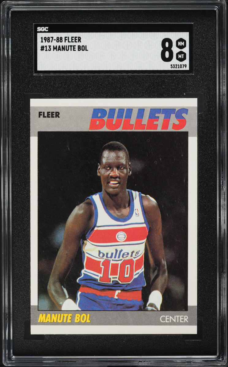 1987 Fleer Basketball Manute Bol #13 SGC 8 NM-MT