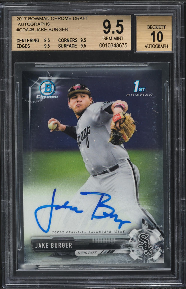 2017 Bowman Chrome Draft Jake Burger PROSPECT AUTO #CDAJB BGS 9.5 GEM MINT