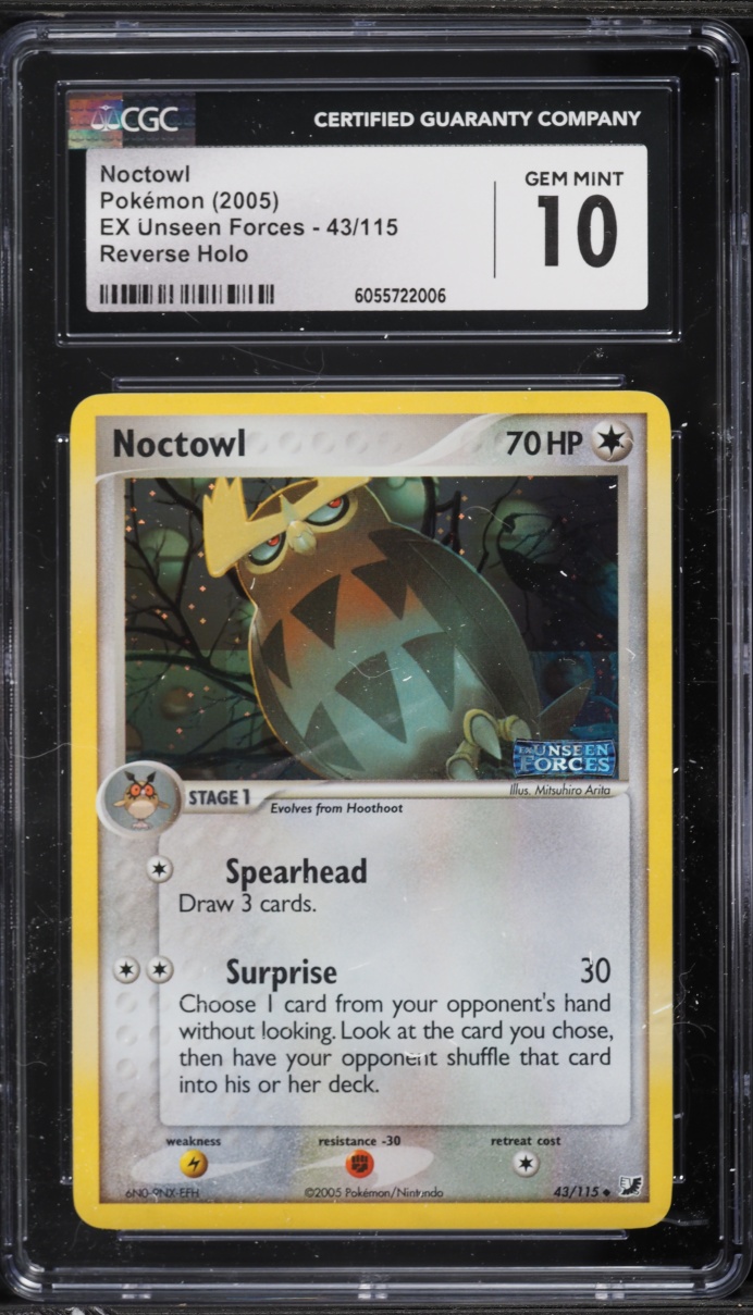 2005 Pokemon EX Unseen Forces Reverse Holo Noctowl #43 CGC 10 GEM MINT