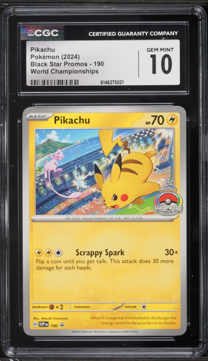 2024 Pokemon Scarlet & Violet Promo World Championships Pikachu #190 CGC 10 GEM MINT