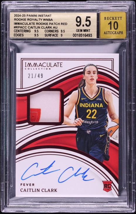 2024 Panini Royalty Immaculate Collection Red Caitlin Clark ROOKIE PATCH AUTO /49 BGS 9.5 GEM