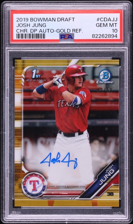 2019 Bowman Chrome Gold Refractor Josh Jung PROSPECT AUTO /50 #CDA-JJ PSA 10 GEM MINT