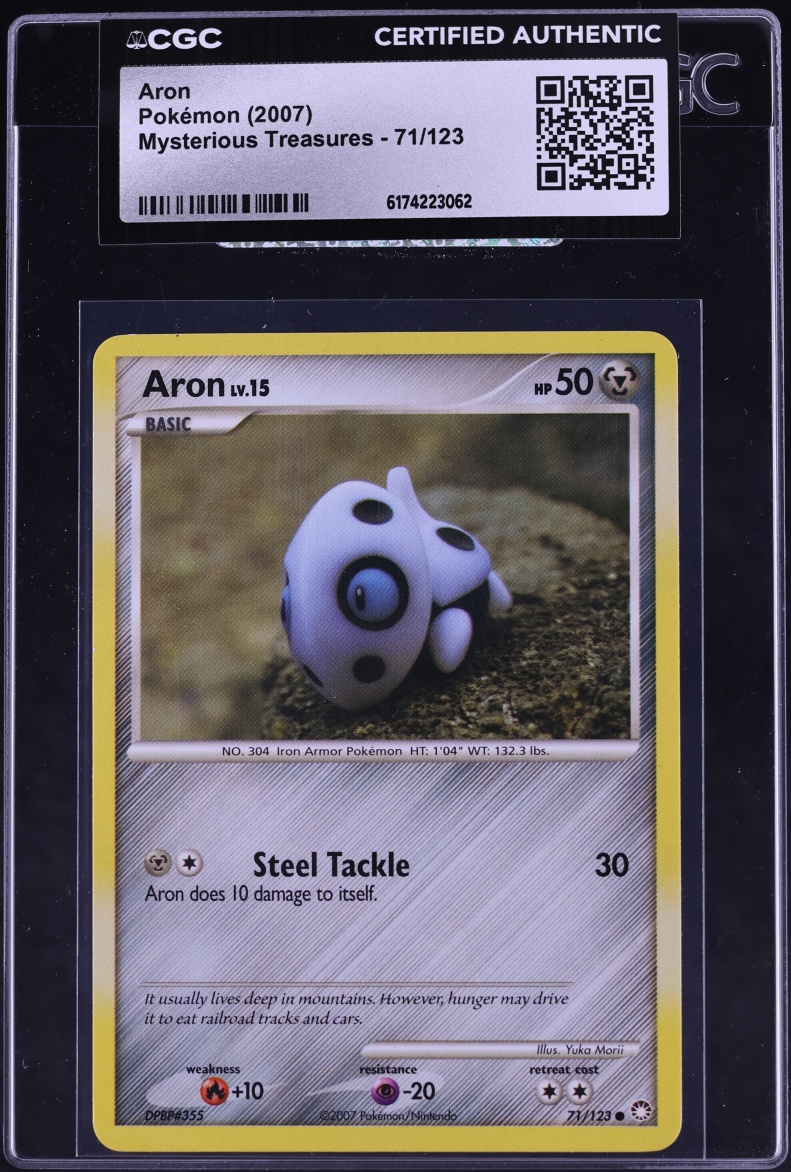2007 Pokemon Diamond & Pearl Mysterious Treasures Aron #71 CGC AUTH