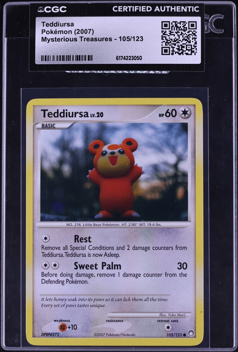 2007 Pokemon Diamond & Pearl Mysterious Treasures Teddiursa #105 CGC AUTH