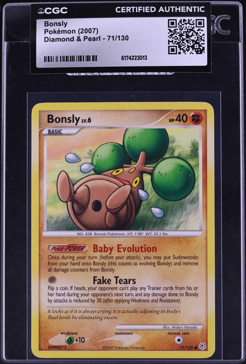 2007 Pokemon Diamond & Pearl Bonsly #71 CGC AUTH