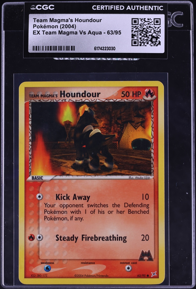 2004 Pokemon EX Team Magma VS Aqua Team Magma's Houndour #63 CGC AUTH