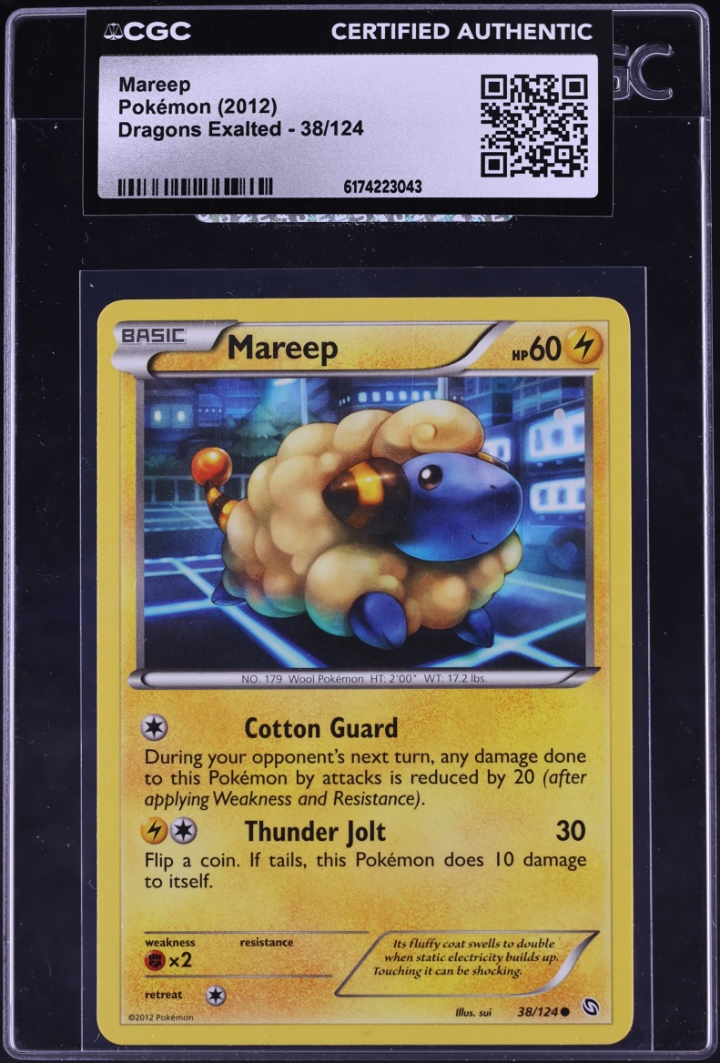 2012 Pokemon Black & White Dragons Exalted Mareep #38 CGC AUTH