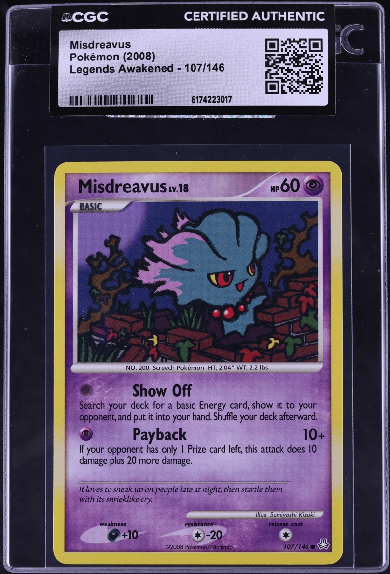 2008 Pokemon Diamond & Pearl Legends Awakened Misdreavus #107 CGC AUTH