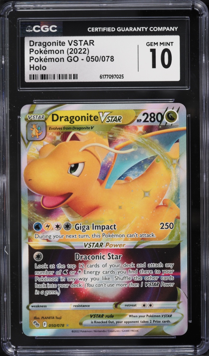 2022 Pokemon Sword & Shield Pokemon GO Holo Dragonite VSTAR #50 CGC 10 GEM MINT