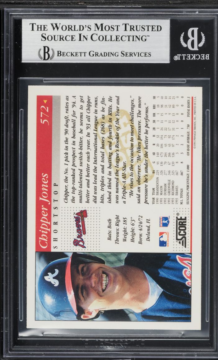 1994 Score Gold Rush Chipper Jones ROOKIE  #572 BGS 8.5 NM-MT+